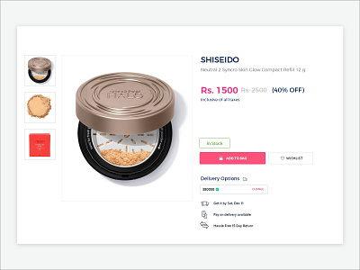 Product Details page design Currently in stock Desktop UI add to cart currently in stock daily ui day 096 desktop ui ecoommerce product details wish list