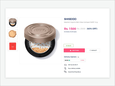 Product Details page design Currently in stock Desktop UI