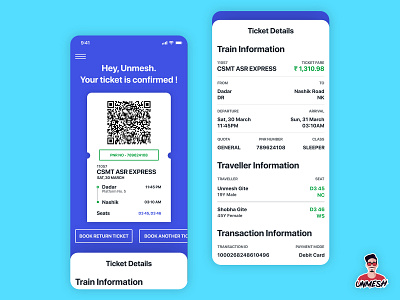 Confirmed Ticket Screen- Train Ticket Booking App