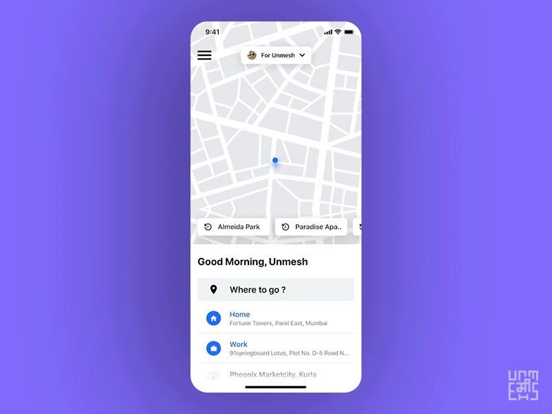 Uber Redesign Concept - Selecting Routes Interaction
