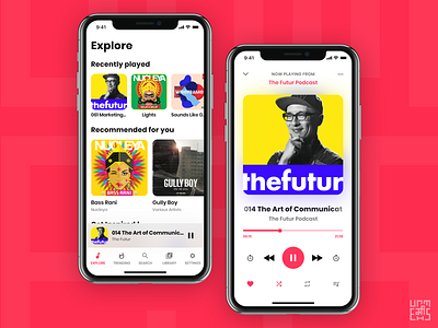 Music App - UI/UX Design dailyui design flat music music app music player music player ui podcast podcast app ui uiux ux ux design