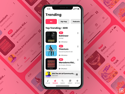 Music App UI/UX Design - Trending Music Screens app dailyui flat minimal music music app music player music player ui spotify ui uiux ux ux design