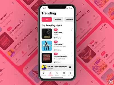 Music App UI/UX Design - Trending Music Screens