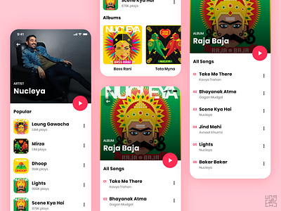 Music App UI/UX Design - Artist/Album Screens animation app dailyui design flat minimal music music app music player music player ui spotify ui ui ux uiux ux ux design