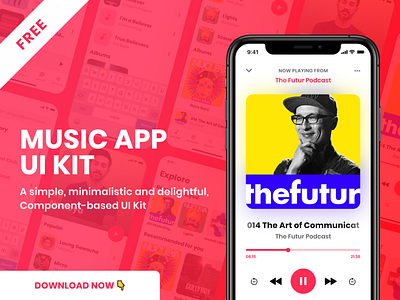 Download Free Music App UI Kit for Adobe XD