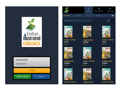 Indian Illustrated Classics android app design mobile ui