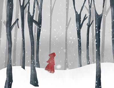 Red Riding Snow apple ipad apple pencil art artwork digital art digital illustration girl handmade illustration art procreate snow trees ux woman