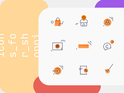 Icons for shopping branding icon icon set orange