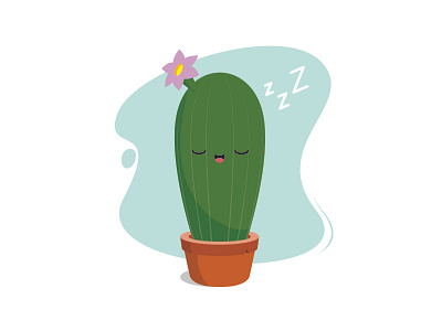 Cactus - Shhh! It's sleeping cactus cute flower illuatration illustrator illustrator cc plant sleeping vector vector art vector artwork