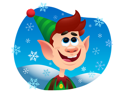 Christmas Elf christmas cute cute adorable elf illuatration illustator smiling face snow snow flakes vector