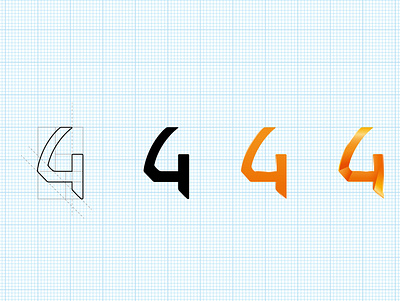 Iteration of "4" pictogram 4 hightech logotype pictogram