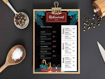 Flat Design Christmas Menu Template