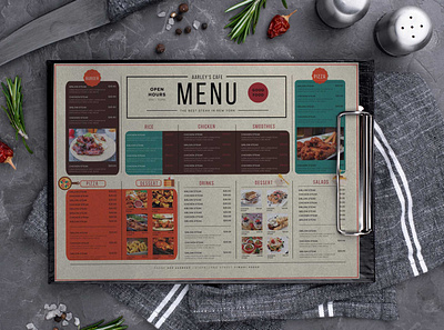 Restaurant Menu Horizontal Design Template branding design download mock ups illustration logo