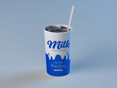 Free Cocacola Paper Cup Mockup With Ice