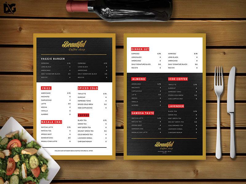 Download Restaurant Gold Effet Psd Menu Template By Arun Kumar On Dribbble PSD Mockup Templates