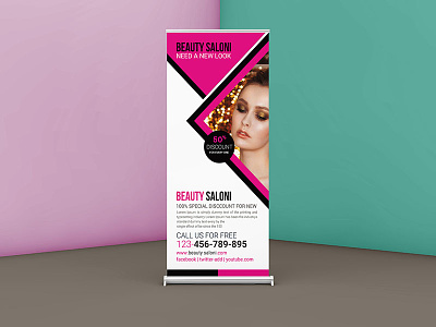 Free Beauty Salon Roll Up Banner Design Template  1