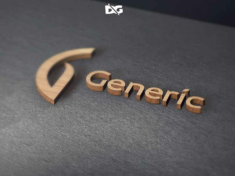 3d wooden logo mockup