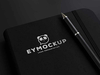 Notebook Pen Silver Logo Mcokup