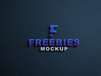 Freebies Black 3D Logo Mockup