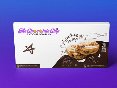 Chocolate Chip Cookie Box Packaging Mockup box chip chocolate cookie design illustration logo mockup packaging psd