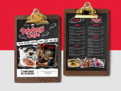 Rain Forest Cafe Menu Template Design