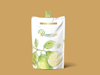 Green Oil Pouch Label Mockup