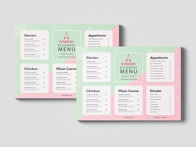 New A4 Landscape Psd Menu Template