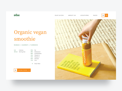 Dose Juice – Concept Product Page concept design dose figma flat interface juice logo minimal typography ui ux web