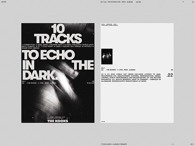 THE KOOKS . 10 TRACKS TO ECHO IN THE DARK branding clean design flat grid layout music poster ui