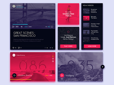 Ui Widgets clean concept contact design flat layout music page player ui kit