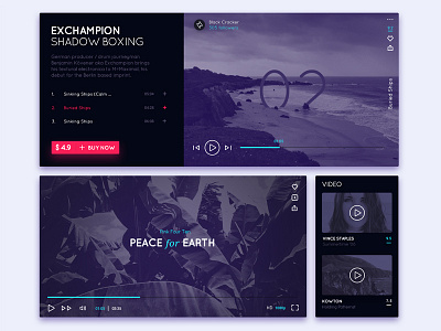 Widgets UI clean concept contact design flat layout music page player ui kit