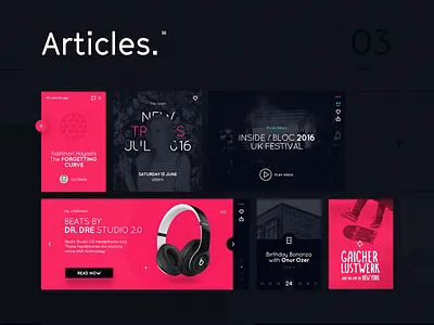 Daphne. Articles p.II clean concept contact design flat layout music page player ui