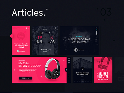 Daphne. Articles p.II clean concept contact design flat layout music page player ui