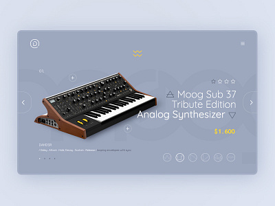 Moog Sub 37 Tribute Edition Analog Synthesizer clean concept contact design flat layout moog music page slider