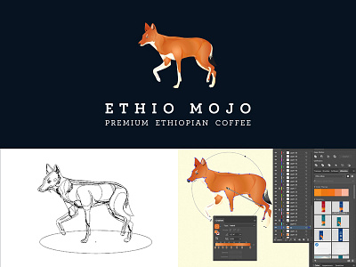 Ethio Mojo coffee logo work in progress coffee ethiopia ethiopian wolf illustration logo design