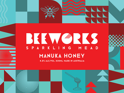 Beeworks Manuka Honey Sparkling Mead Pattern bee honey label manuka mead packaging pattern sparkling