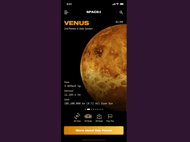 Space Exploration App UI aeronautica astronomy nasa planet earth planets principle solar system space ui ui ux design ui dashboard ui ux ux ux animation venus
