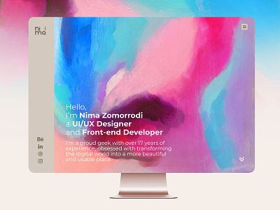 Nima Zomorrodi Personal website UI/UX redesign 2019 adobe xd design personal solid trend ui ui design uiux ux ux design watercolor web website