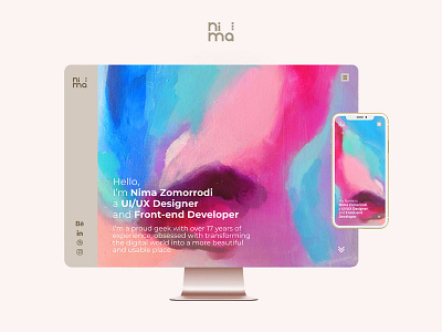 Nima Zomorrodi Personal Website and mobile app design adobe xd logo mobile mobile ui trend ui