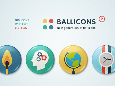 Ballicons 2: New iteration of original trendsetter ballicons flat free freebie icon icons pixelbuddha set