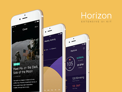 Horizon: Mobile UI Kit app flat horizon ios kit mobile pixelbuddha ui ux