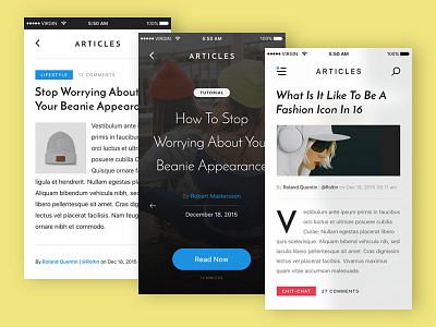 V Avenue WIP: Article Covers app article cover ecommerce ios kit reader screen ui v avenue