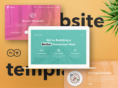 Free Website Templates design flat free freebie hero landing photoshop pricing sketch template web