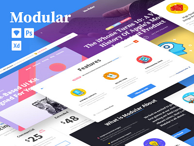 Modular UI Kit designer features freebie kit modular pixelbuddha plus pricing team typography ui ux