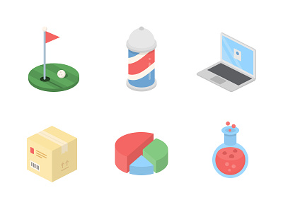 IsoCraft Icons barber cute flask flat golf graph icons isometric laptop package pie sports