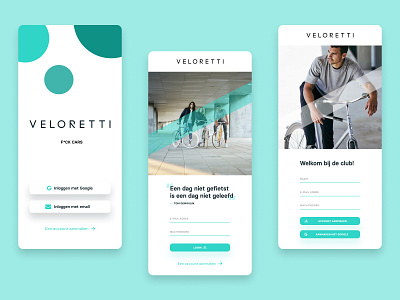 Veloretti signup & login page app design ui