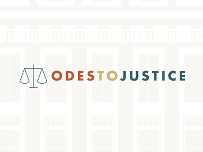 Odes to Justice futura illustration line logo odes to justice