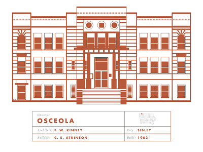 Osceola County Courthouse illustration iowa odes to justice