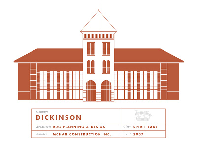 Dickinson County Courthouse illustration iowa line odes to justice