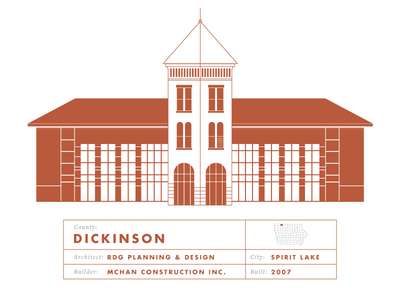 Dickinson County Courthouse illustration iowa line odes to justice